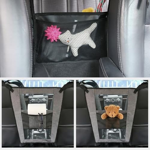 Universal Dog Car Net Barrier Divider with Storage Net Pocket (Grey)