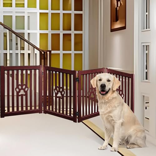 Foldable 4 Panel Dog Gate (Large Mahogany)