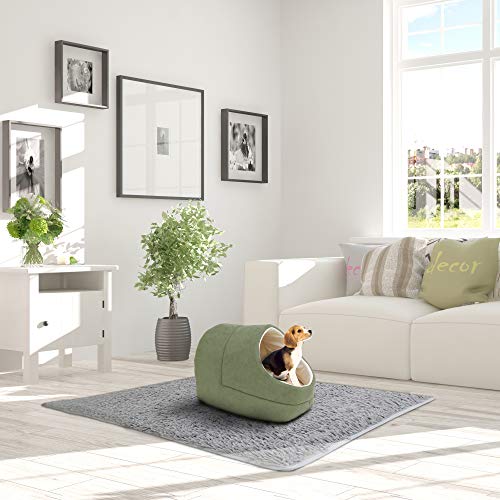 Self Warming Burrow Cat Bed (Sage Green-2)
