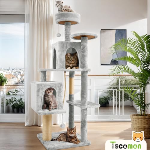 58.5inch Large Cat Tree Tower Condo for Indoor Cats (58.5in / Light Grey)