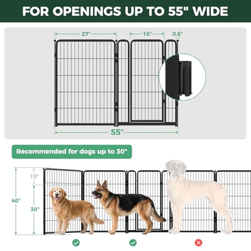 Dog Gate Extra Wide Adjustable for Openings Up to 55" (Black / Up to 55" W【1 Panel + 1 Door】 / 40"H)