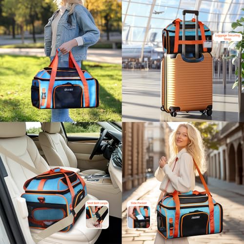 Top Expandable Pet Carrier 19"x13"x9" Airline Approved (Blue)