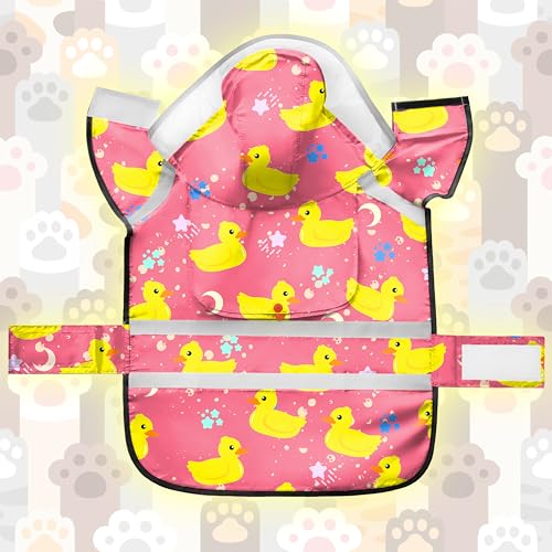 Dog Raincoat Adjustable Rain Jacket with Hooded Double Layer for Large Medium Small Dogs Puppies (Duck Pink / XX-Large)