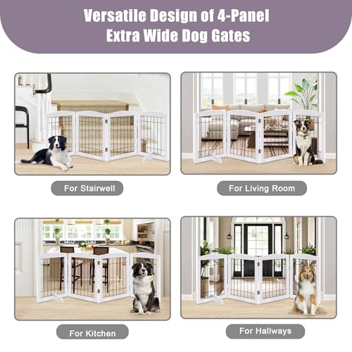 4 Panel Freestanding Wooden Dog Gate (30"Height-4 Panel / White)