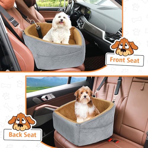 Dog Car Seat for Small Medium Dogs (Grey/brown)