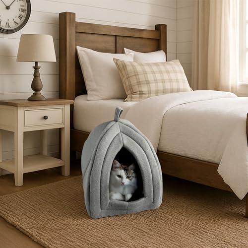 Indoor Cat House with Removable Foam Cushion (Gray)