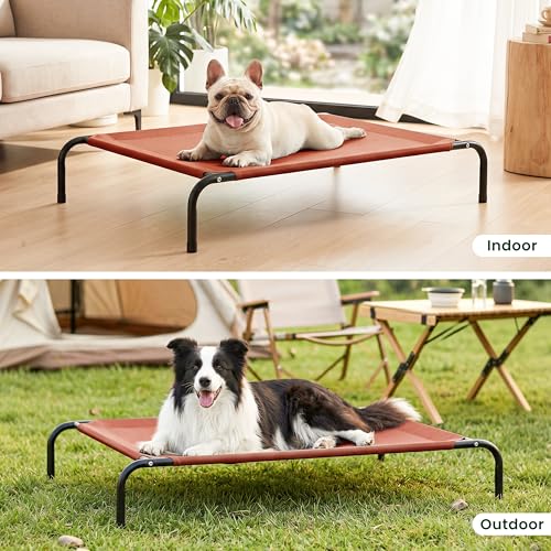Elevated Cooling Dog Bed for Medium Dogs (Terracotta / 43" X 31.5" X 8")