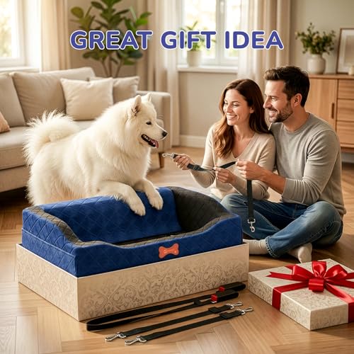 Dog Car Seat for Medium Large Dogs (Navy Blue / Large)