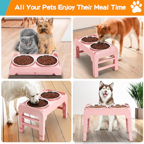Elevated Dog Bowls (Pink / 8" for Medium Dogs)