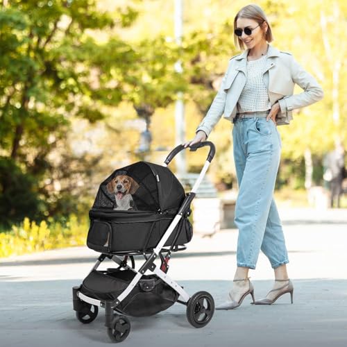 Pet Stroller for Small Dogs and Cats (Black)