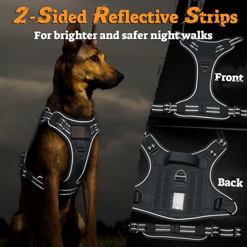 Tactical Dog Harness for Small Dogs (S(Chest:16.1"-31.5",Neck:15.4"-21.6",Back:7.1") / Grey)