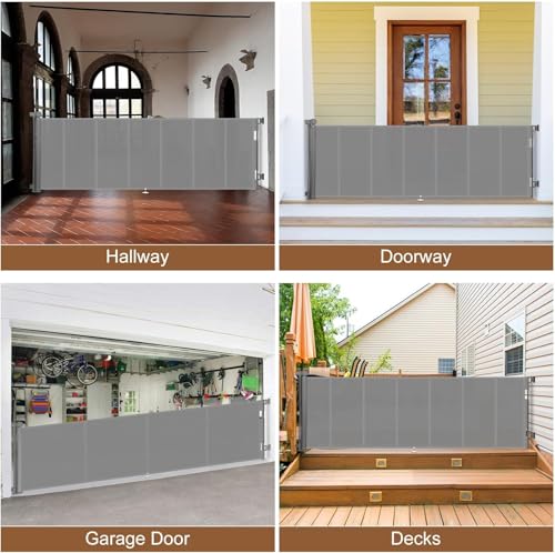 100 inch Reinforced Retractable Baby Gates 42 inch Tall (Gray / 42" Tall x 100" Wide)