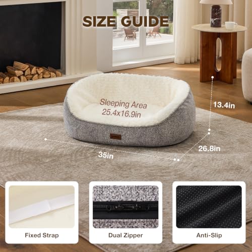 45D Orthopedic Memory Foam Dog Bed Sofa Set with 3 Washable Cover (Dark Grey+Light Grey+Beige)