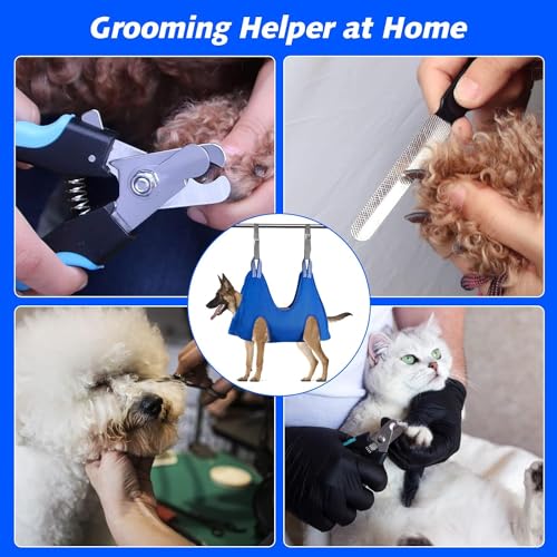 Pet Grooming Hammock (XL for X-Large Dogs 80LB / Blue)