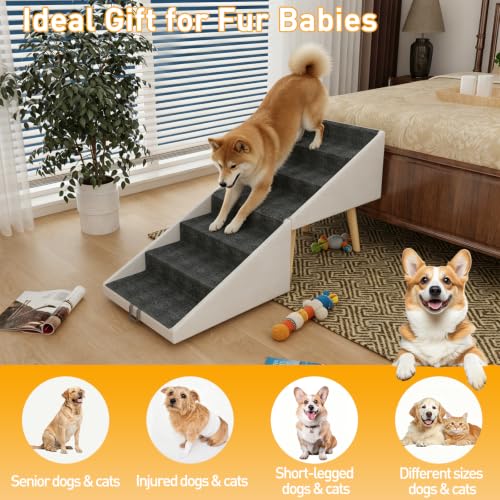 Dog Stairs for High Bed & Couch (White)