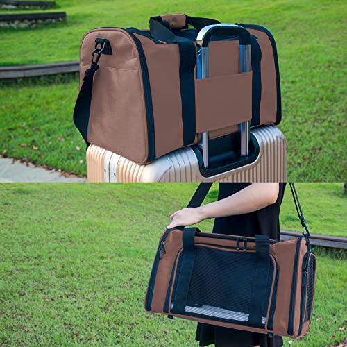 Soft Sided Carrier for Small Medium Cats Dogs (20.0"L x 13.0"W x 13.0"H / Brown)