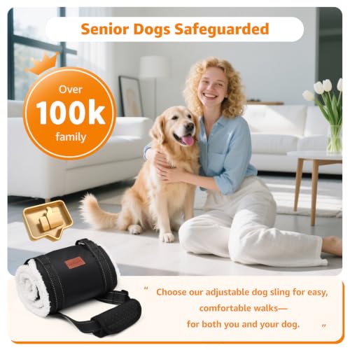 Dog Sling for Extra Large Dogs Hind Leg Support Weak Rear Leg Aid (Black / XX-Large)