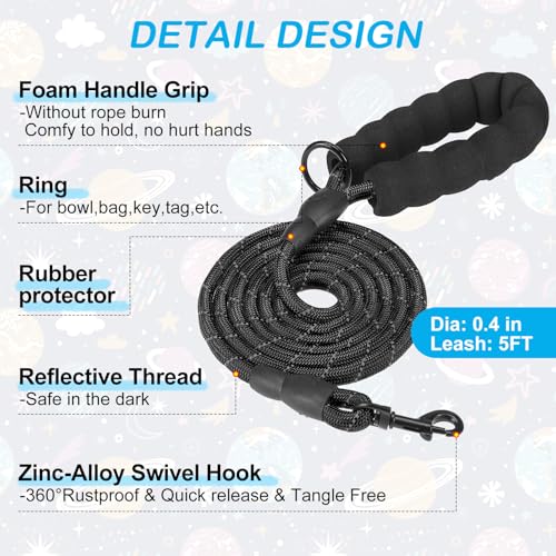 Dog Harness Medium Sized and Leash Set (Medium(Chest Girth 16" - 18") / Black Planet)