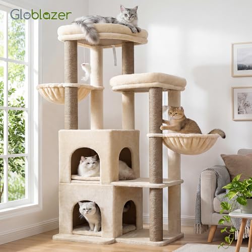 Cat Tree Tower for Indoor Cats Large Adult (Beige / XXL)
