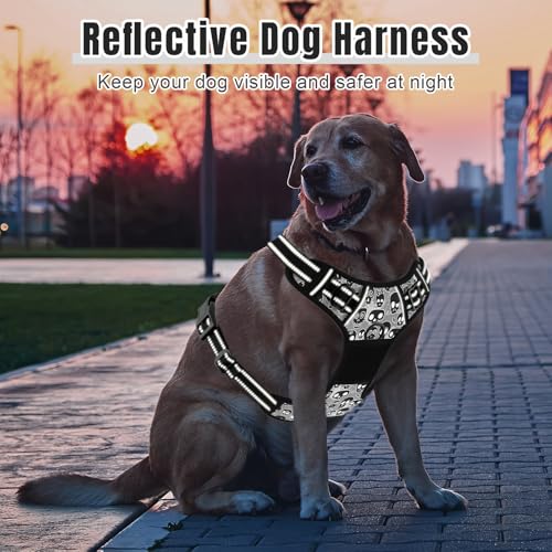 No Pull Dog Harness (Black Skull / Medium)