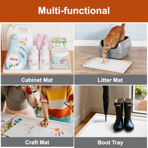 19" x 12" Extra Thick Silicone Mat Waterproof with Raised Edge (White / 19"L x 12"W)