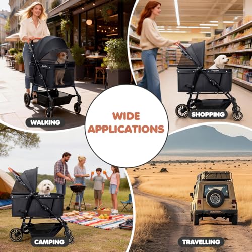 Dog Stroller for Large & Medium Dogs (Black)