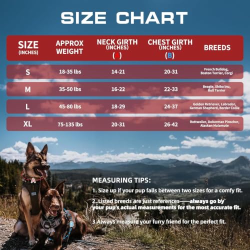 Dog Harness for Small Medium Dogs (Red / S(Neck:14-21",Chest:20-31"),18-35 lbs)