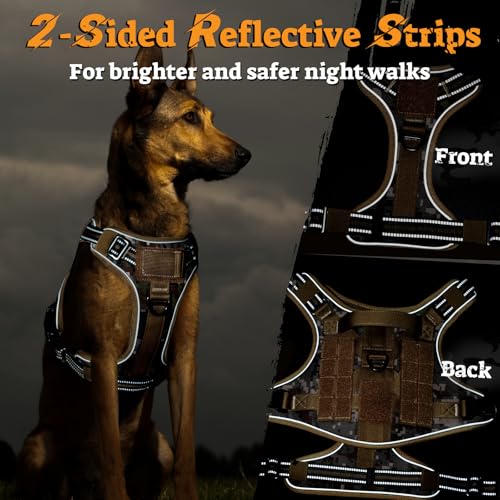 Tactical Dog Harness Medium Sized (M(chest:20.1"-33.9",neck:17.7"-22.3",back:7.5") / Desert Camo)