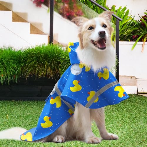 Large Dog Raincoat Adjustable (Medium (Pack of 1) / Blue Duck)