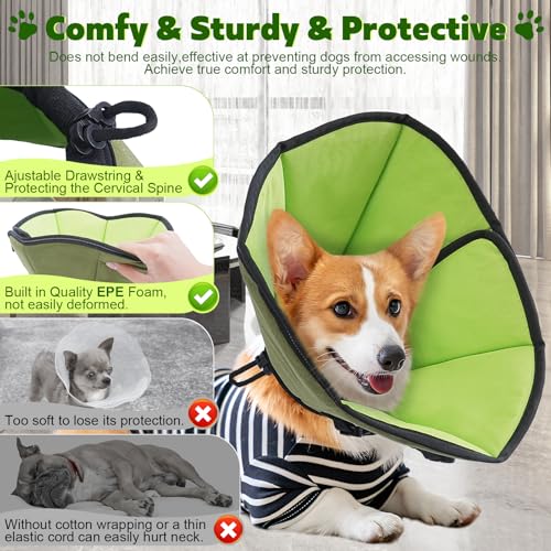 Soft Dog Cone After Surgery (Green / S (Neck:8"-10.6"))