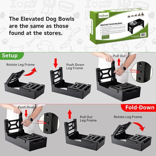 Elevated Dog Bowls (2 Bowls + 1 Slow Feeder / Black)