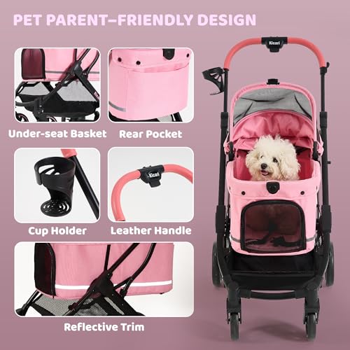 All Terrain Dog Stroller for Small to Medium Dogs (Sakura Pink)