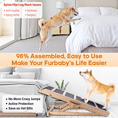 Dog Ramp for Bed (Brown / Large)
