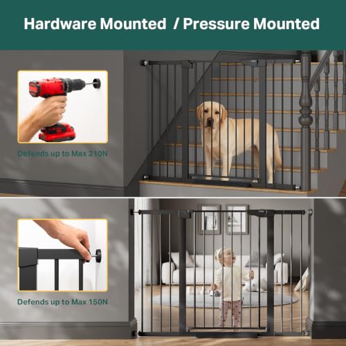 36 in Extra Tall Baby Gate for Stairs (Black / 29.7-51.5"W x 36"H)