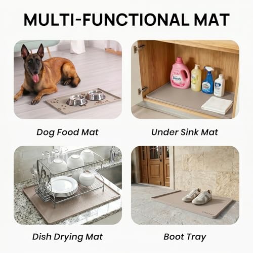 24" x 16" Silicone Under Sink Mat Waterproof (Taupe / 24" x 16")