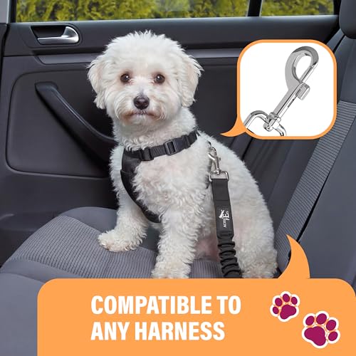 Dog Seatbelt Adjustable Safety Dog Seat Car Harness (1 Pack / Black)