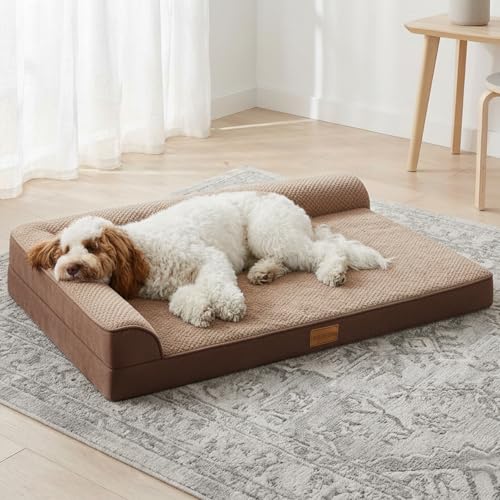 Orthopedic XL Dog Bed Large Sized Dog 48''X30'' (XXL:48x30x3.5 IN / Brown)