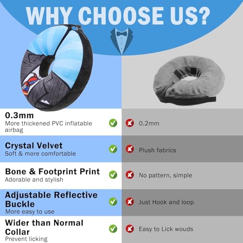 Dog Cone Alternative After Surgery for Small Medium Large Dogs (Black Suit / XL(Neck 18"-21"))
