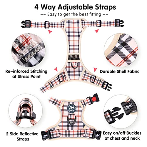 Plaid Dog Harness Medium (Medium / Checkered Beige)