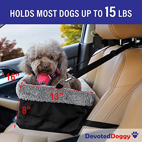 Deluxe Dog Car Seat Fits Pets up to 15lbs (Black-Grey)