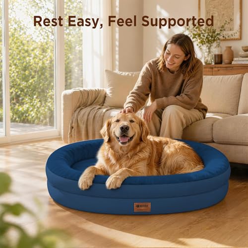 Waterproof Orthopedic Dog Bed for Large Dogs (Navy / 44"L x 32"W x 7.5"Th)