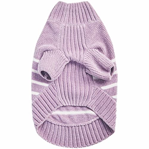 Cozy Soft Chenille Classy Striped Dog Sweater in Lavender Frost (16 inch / Lavender Frost)