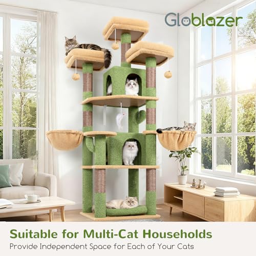 Big XL Cactus Cat Tower for Indoor Multiple Cats (Cactus / 68 inch)