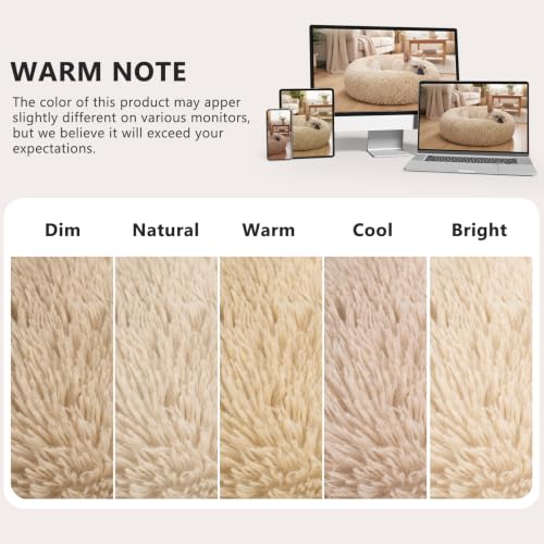 Orthopedic Dog Bed Comfortable Donut Cuddler Round Pet Beds Ultra Soft Washable Dog and Cat Cushion Bed (M(30’’x 30’’) / Ivory Beige)