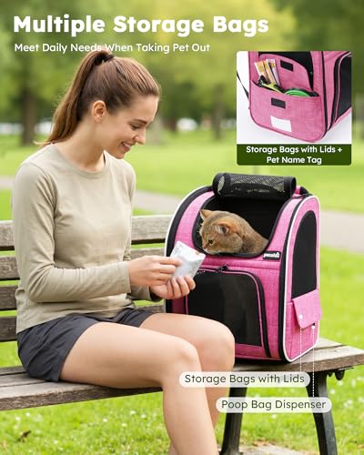 Cat Backpack Extendable (Pink / 12.6"L x 10.2"W x 16.5"H)