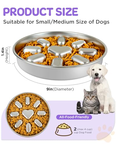 Slow Feeder Dog Bowls with Non (2 Cup 2 Pack)