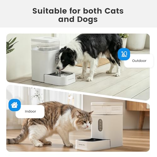 2.2 Gallon Automatic Dog Water Dispenser with Stainless Steel Bowl (White / 2.2 Gallon)