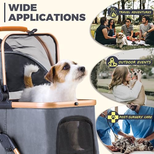 Pet Stroller for Small Dogs Cats (Gray)