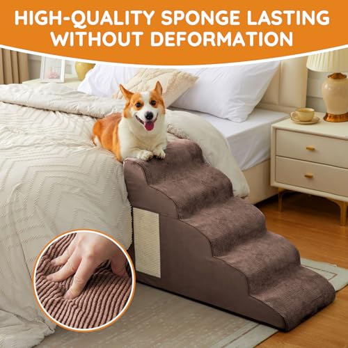 Dog Stairs for Small Dogs 19.7" H (Coffee / 4-Step 19.7"H)