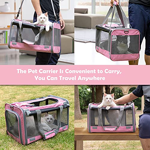 Pet Carrier for Large and Medium Cat (Pink / 18.1"L x 11.8"W x 11.8"H)